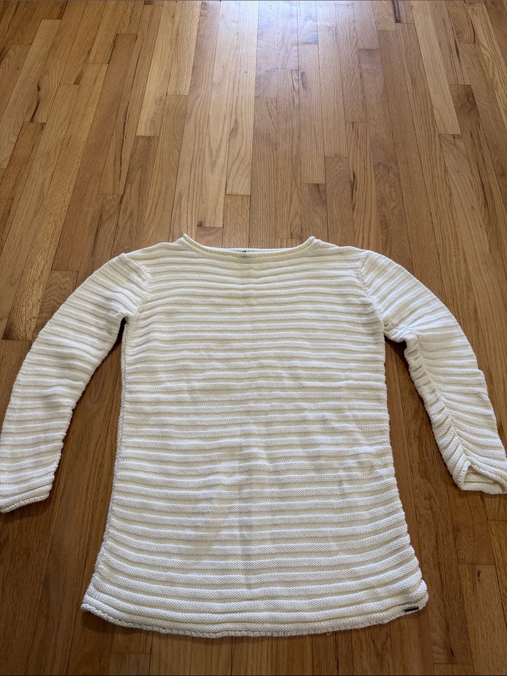 Barbour Pima Cotton Linsi Knit Cream Sweater Sz 12